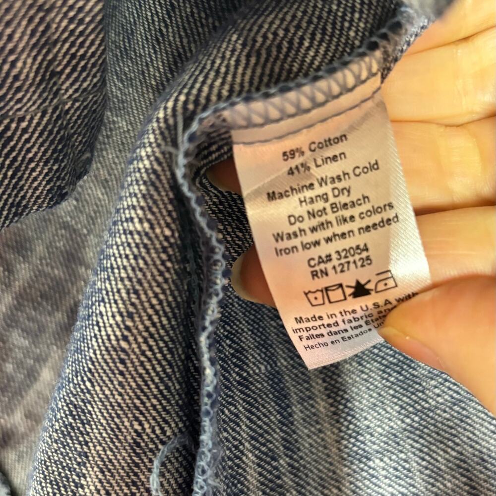 Loup Lila Blue Chambray Linen Blend Button Down Top XS - Picture 8 of 10